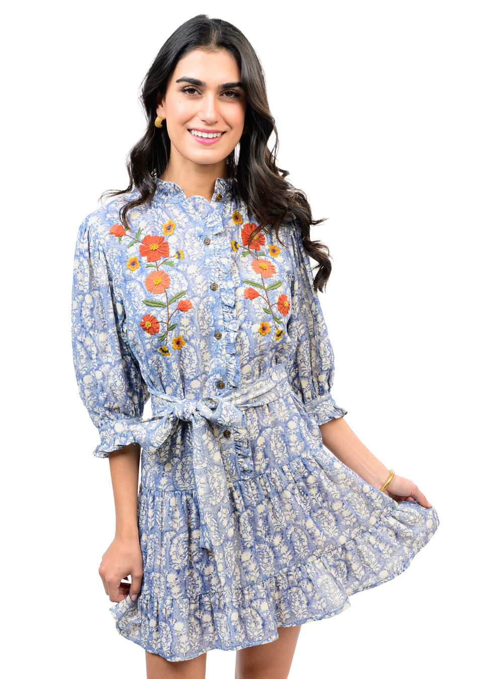 Uncle Frank Ribbed Embroidered Dress 72703