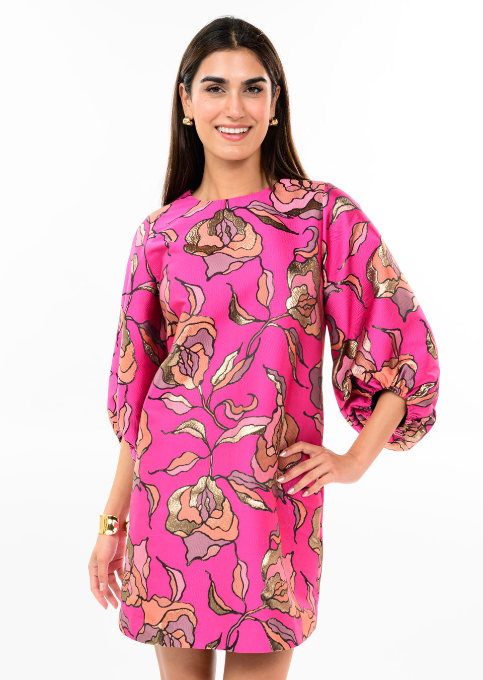 UF METALLIC BROCADE DRESS 73705