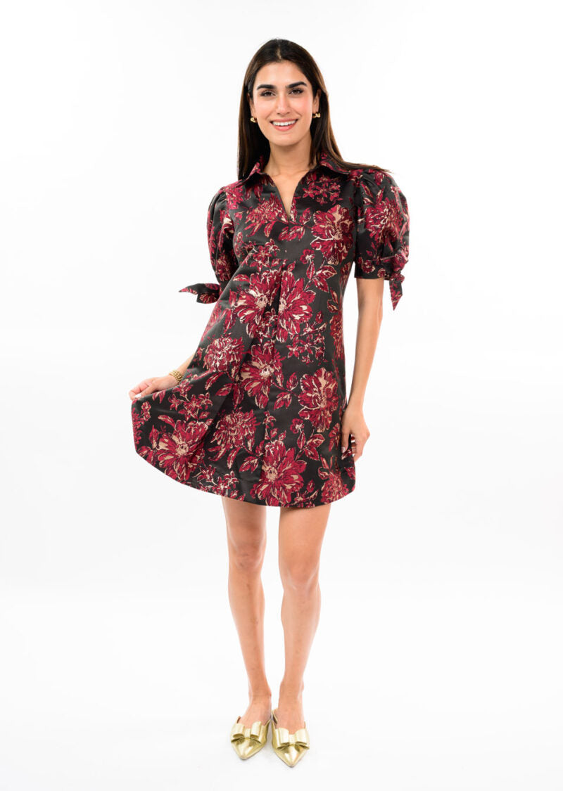 UNCLE FRANK BROCADE BOW SLEEVE DRESS