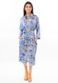 UF SATIN FLORAL SHIRT DRESS 73718