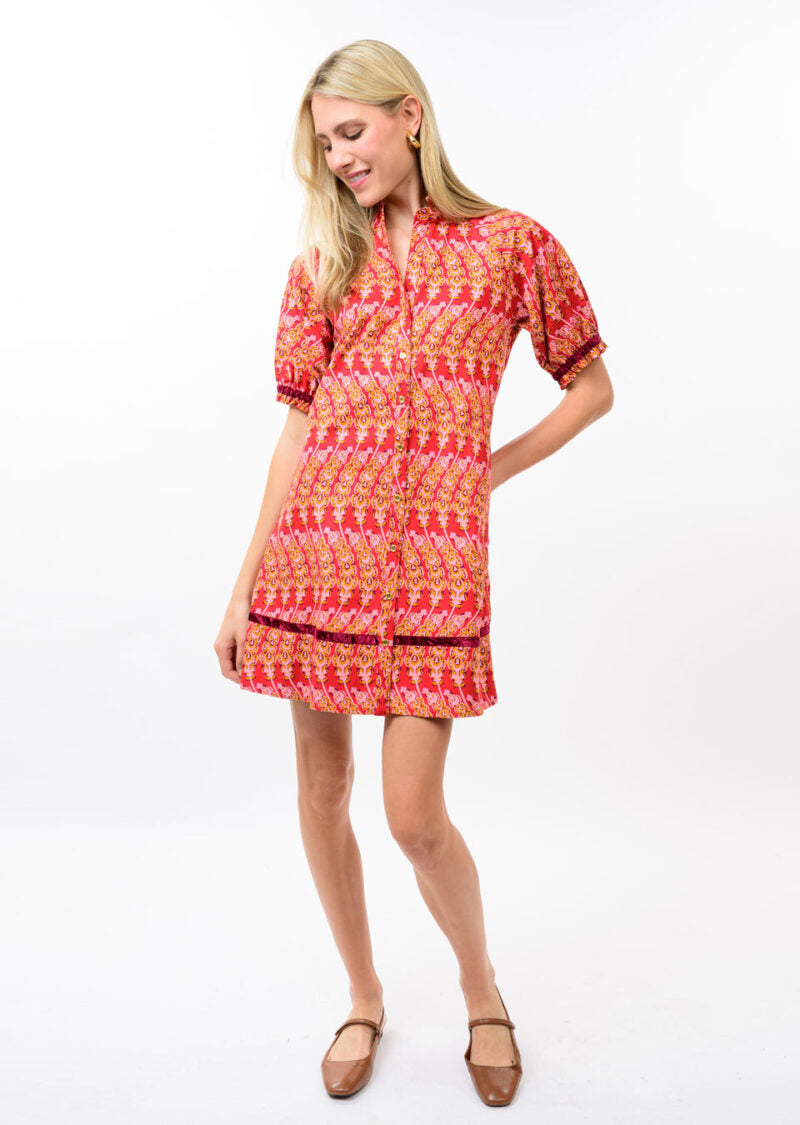 UF VEL RIB TRIMMED DRESS 73729