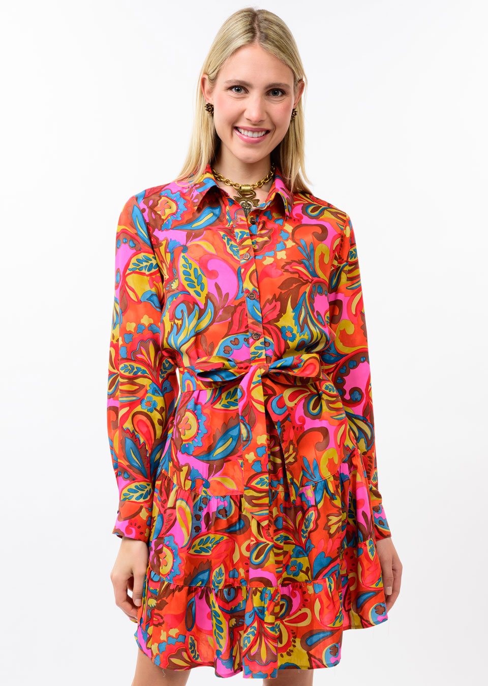 UF FLOUNCE HEM SHIRT DRESS 73734