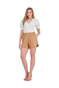 JOY MOCHA FAUX LEATH SHORT 79G0216-8