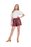 JOY WINE FAUX LEATH SHORT 79G0216-8