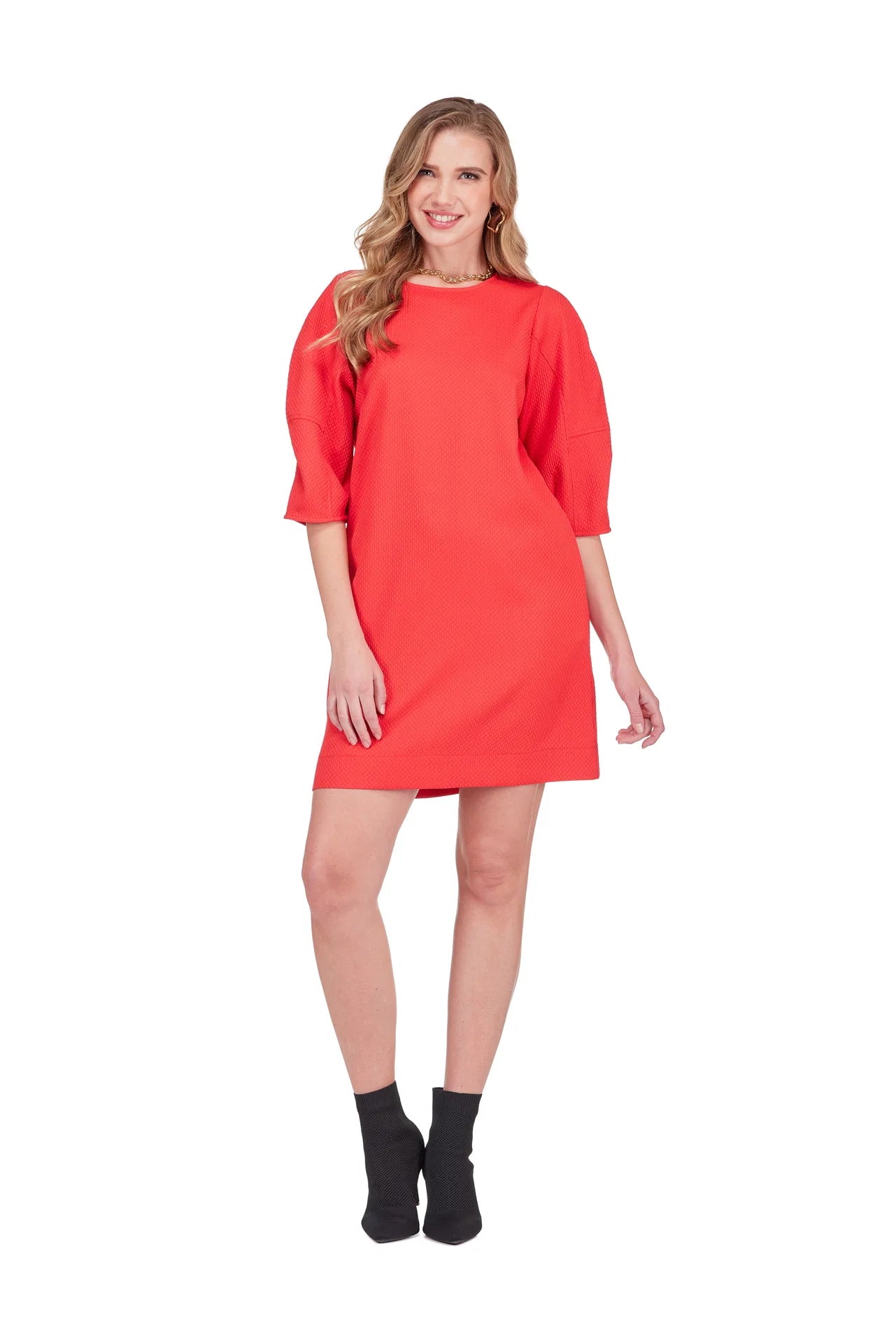 JOY RED STITCHED DRESS 79G2018