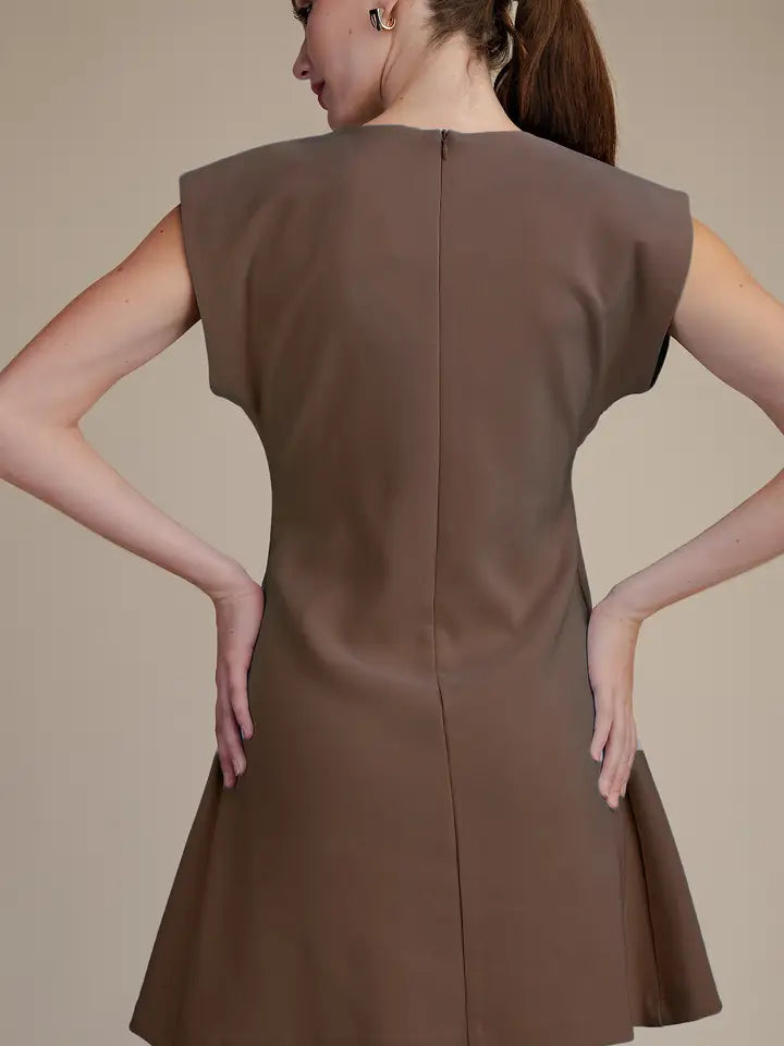 GLAM BROWN MIDI DRESS D8268