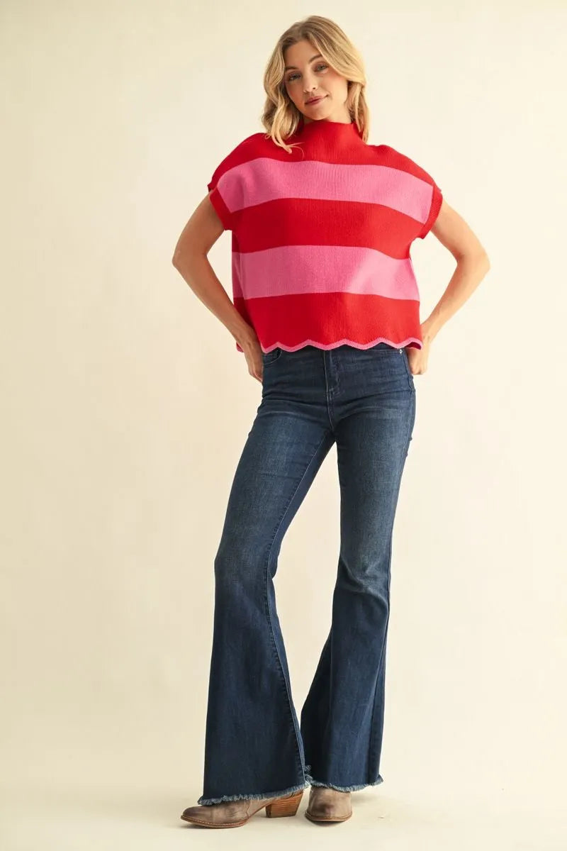 JODIFL RED/PINK SWEATER H51009