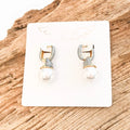 VIRTUE PAVE LINK HINGE PEARL DROP EARRINGS 3708