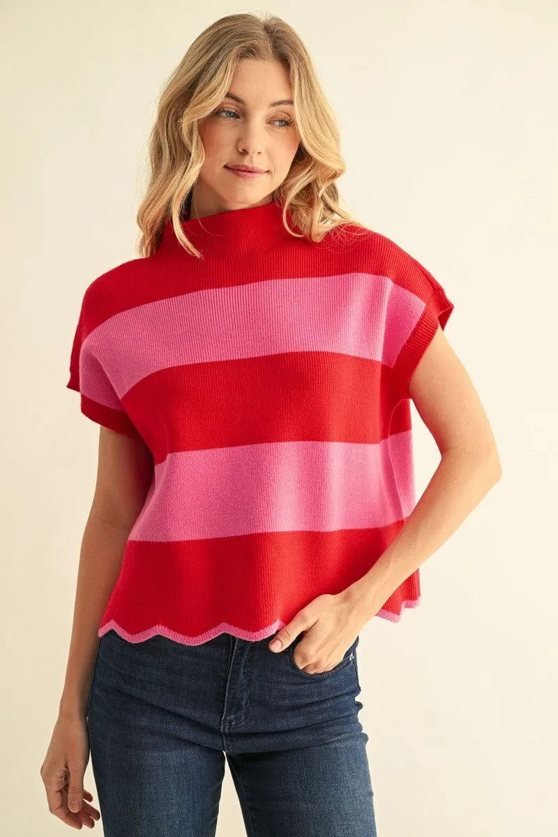 JODIFL RED/PINK SWEATER H51009