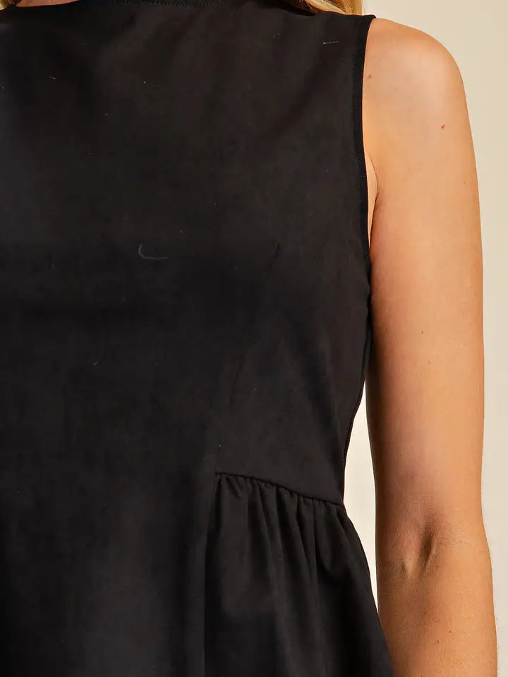GLAM BLACK PEPLUM TOP T8488