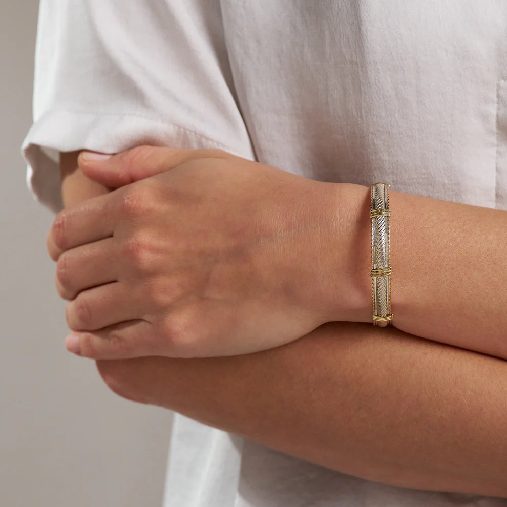 Admire Bracelet - Sterling Silver Bar with 14K Gold Artist Wire / 7" - S/M