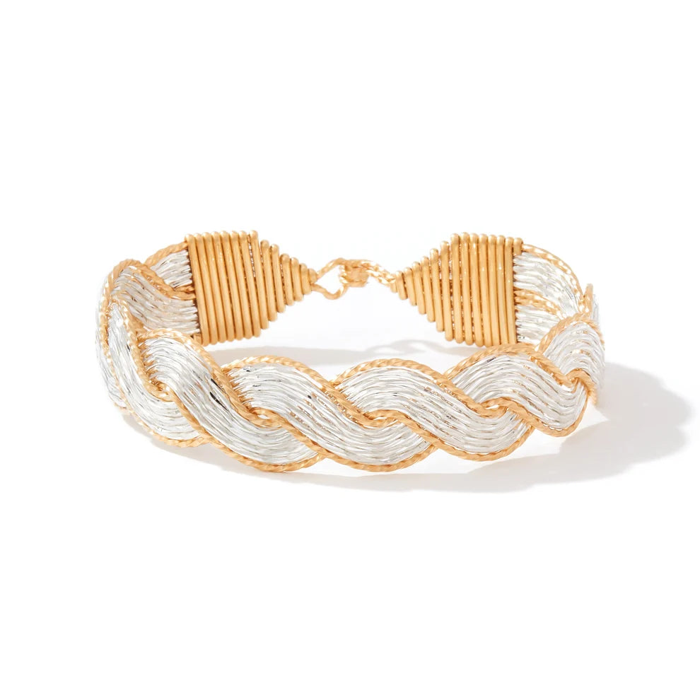 Aurora Bracelet - 14K Gold Artist Wire and Sterling Silver / 7" - M
