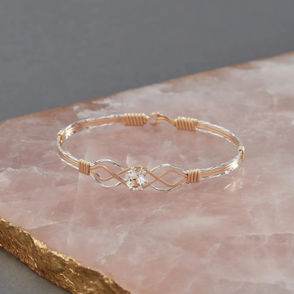 One Day at a Time Bracelet - 14K Gold Artist Wire with Silver / April / 6.5" - XS