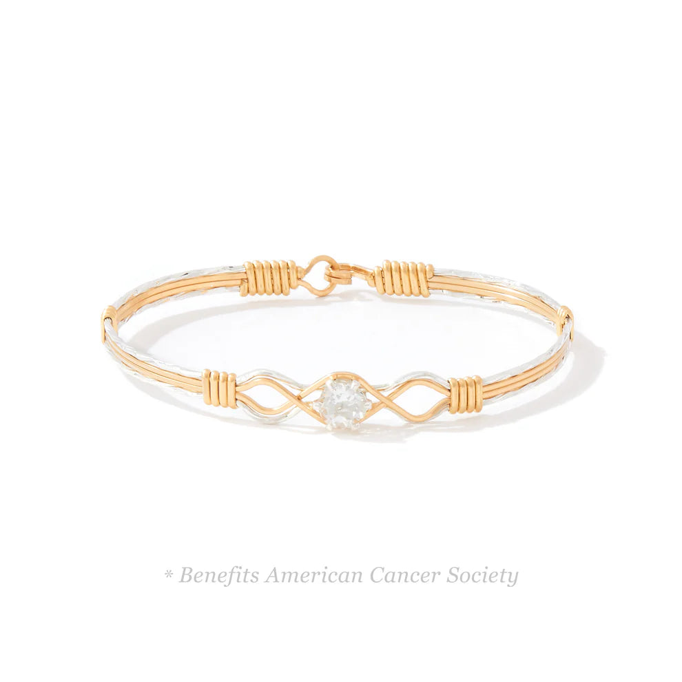 One Day at a Time Bracelet - 14K Gold Artist Wire with Silver / April / 7.5" - L