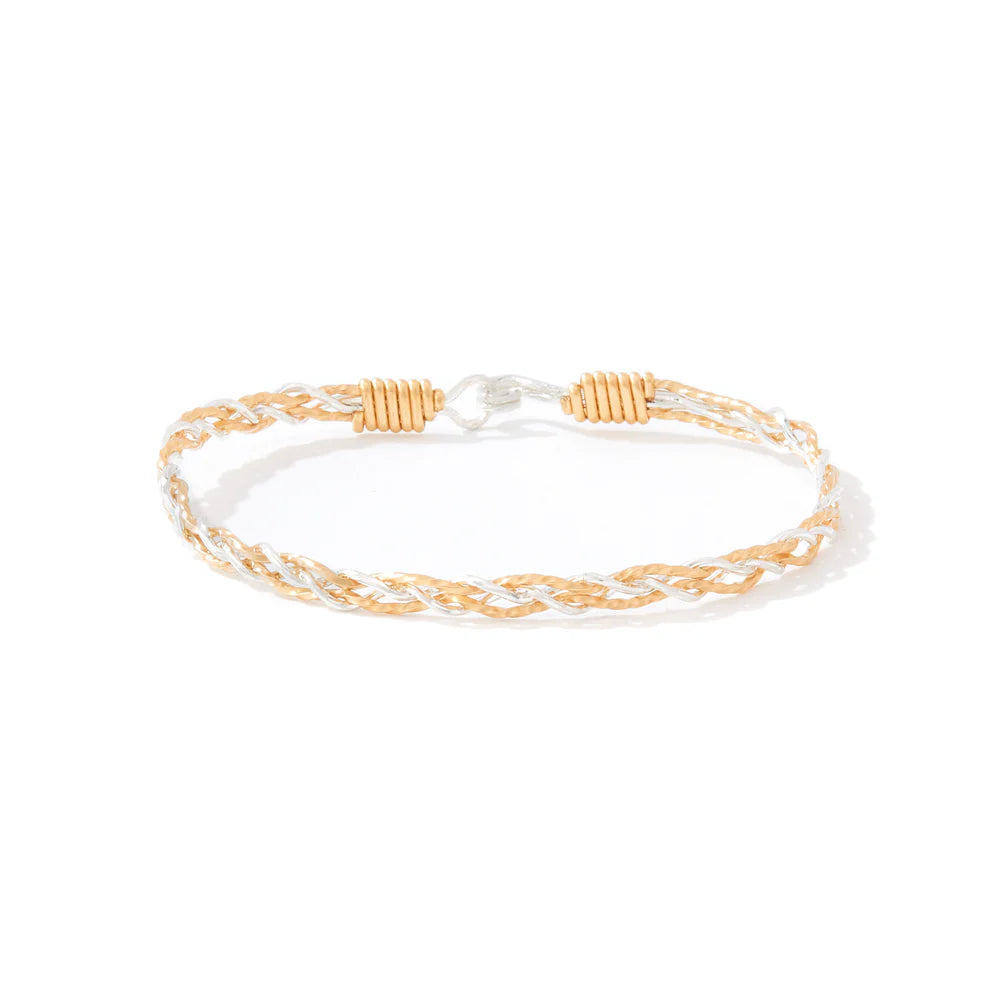 Lean On Me Bracelet - 14K Gold Artist Wire and Sterling Silver / 6.5" - XS
