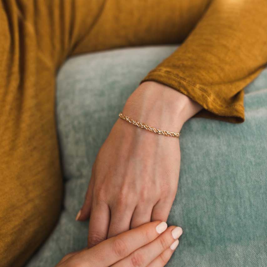 Lean On Me Bracelet - 14K Gold Artist Wire and Sterling Silver / 6.75" - S