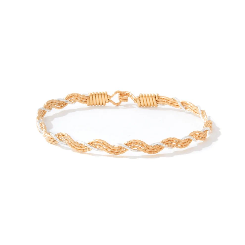 A Mother's Love Bracelet - 14K Gold Artist Wire and Sterling Silver / 6.5" - XS