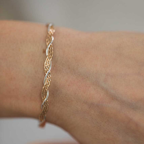 A Mother's Love Bracelet - 14K Gold Artist Wire and Sterling Silver / 6.5" - XS