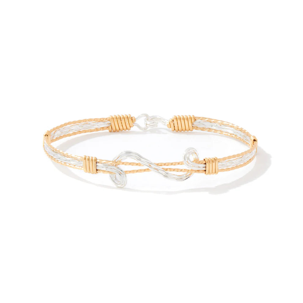 Through the Storm Bracelet - Outer 14K Gold Artist Wire with Mirrored Sterling Silver Swirl / 6.75" - S