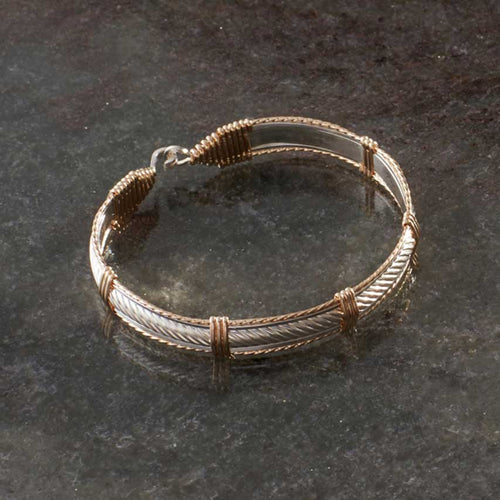 Admire Bracelet - Sterling Silver Bar with 14K Gold Artist Wire / 7" - S/M