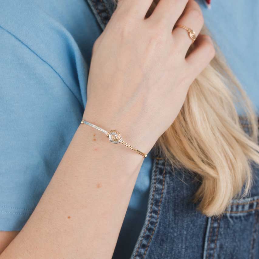 Friends Bracelet - 14K Gold Artist Wire & Silver / 6.5" - XS