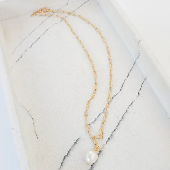 VIRTUE 1861 MP 16" PAPERCLIP W/MINI PEARL NECKLACE