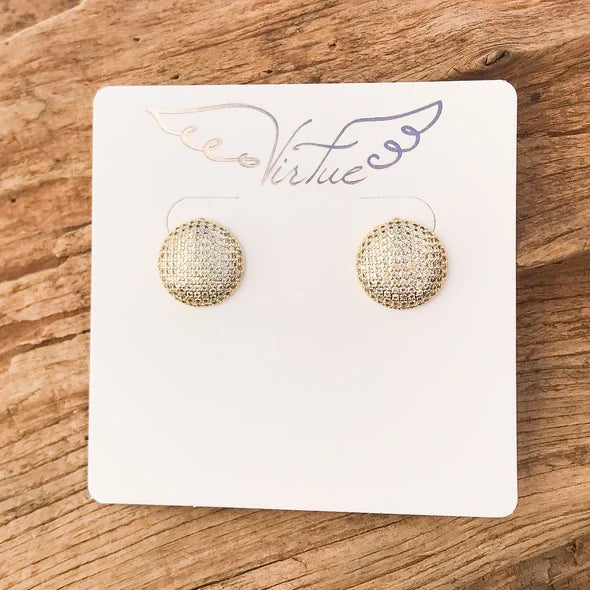 VIRTUE CIRCLE BUTTON CZ STUD
