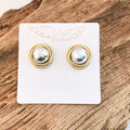 VIRTUE WRAPPED DOME TWO TONE EARRINGS 3011W