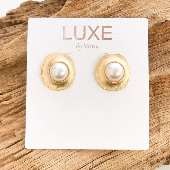VIRTUE THE LILLY METAL WRAPPED PEARL STUDS