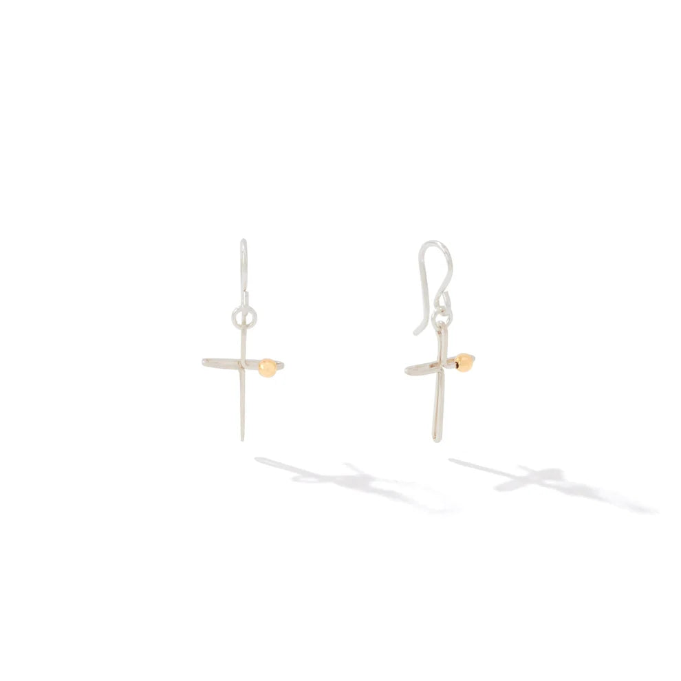 LOVE LIFTED ME EARRINGS SILVER W GOLD BEADS
