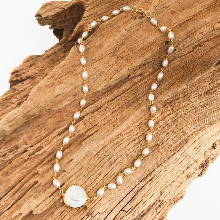 VIRTUE ROSARY PEARL BEZEL CONNECTOR