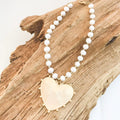 Virtue Stud Heart Necklace with Freshwater Pearls
