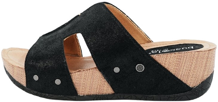 Bussola Fable Black Leather Sandal