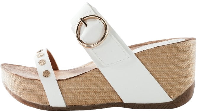 Bussola Fayola Bianco White Leather Sandal