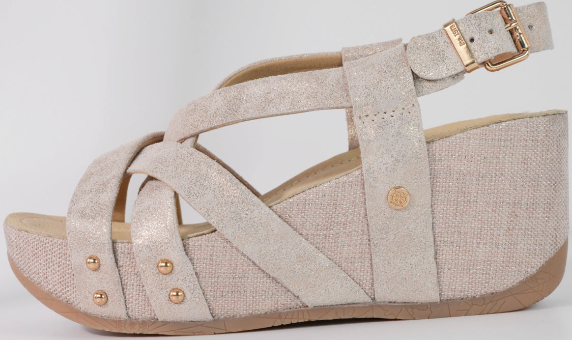 Bussola Ffion Bone Metallic Leather Sandal