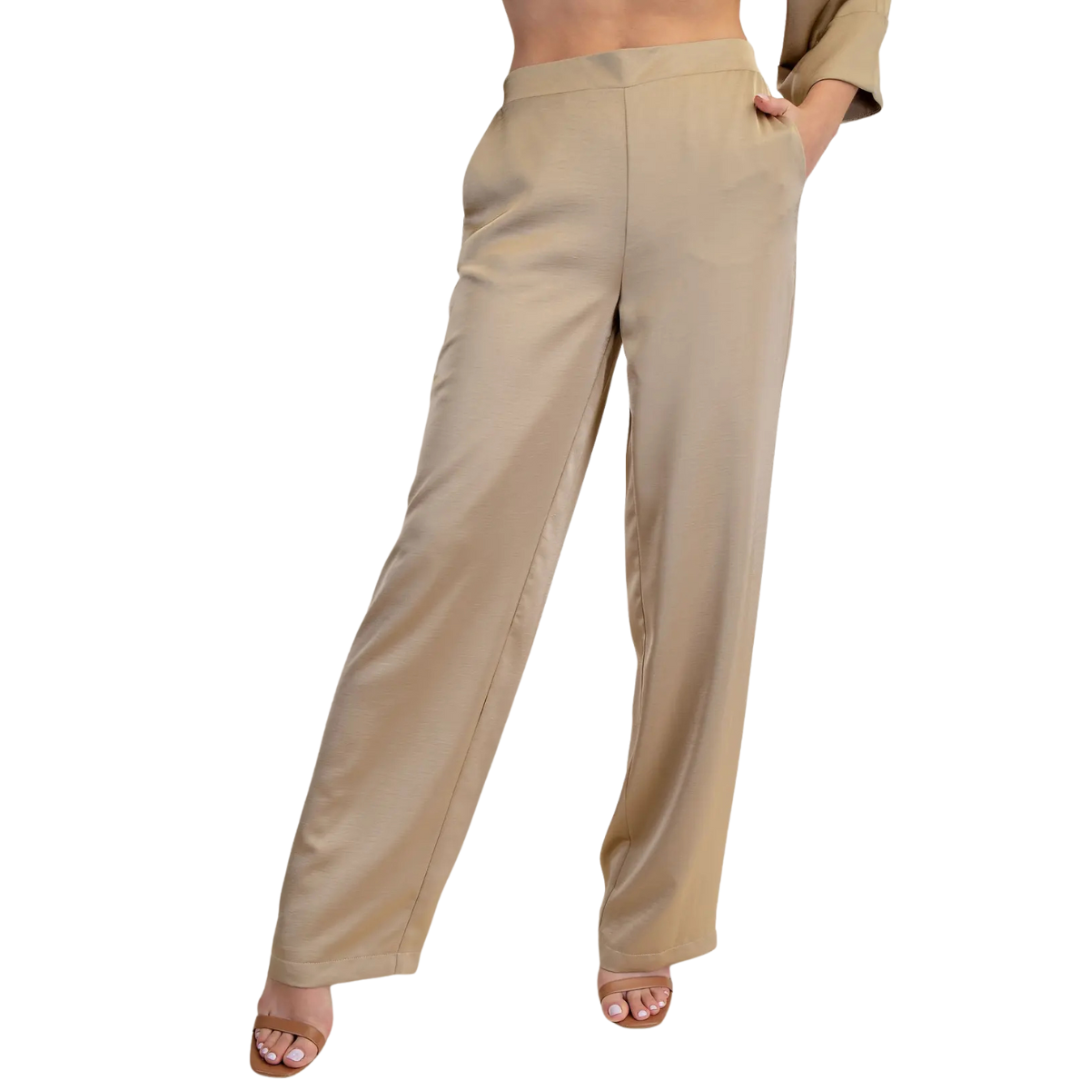GLAM HIGH WASTED WIDE LEG PANT TAUPE GP8864