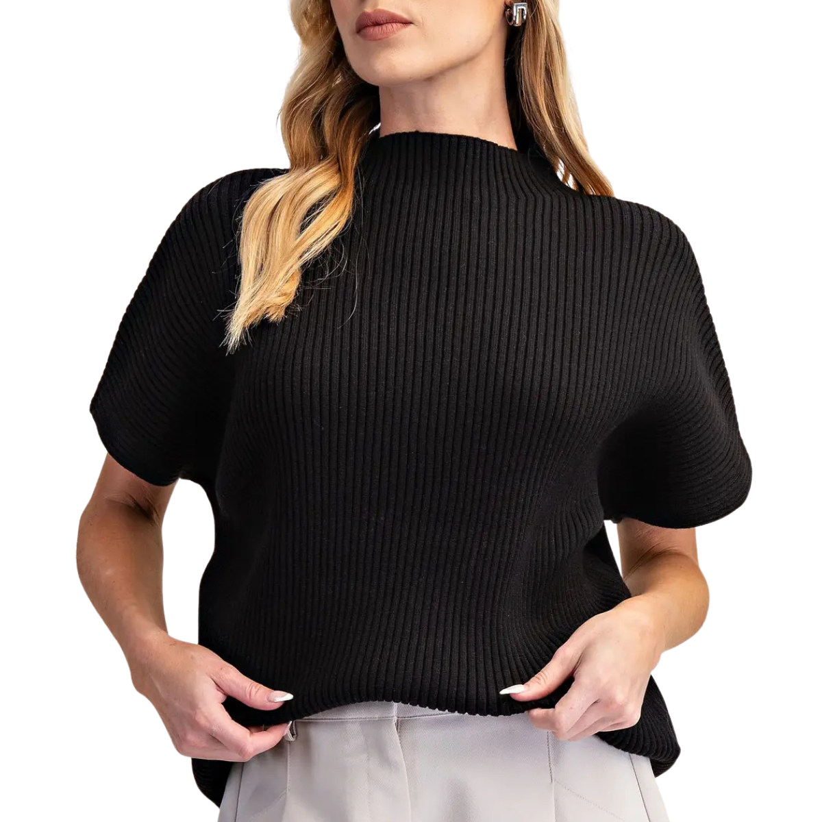 GLAM BLACK  MOCK NECK SWEATER GSW9774