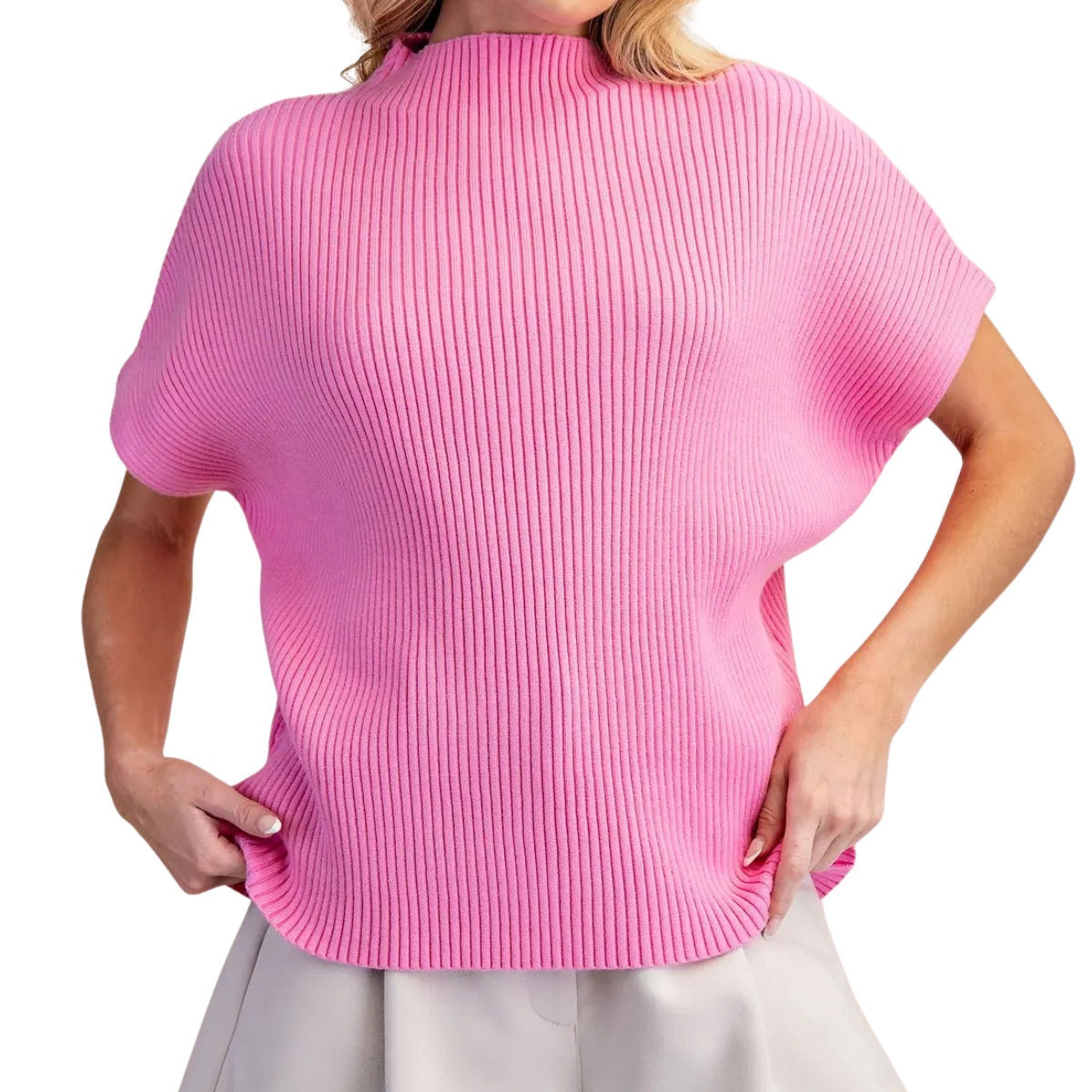GLAM PINK MOCK NECK SWEATER GSW9774