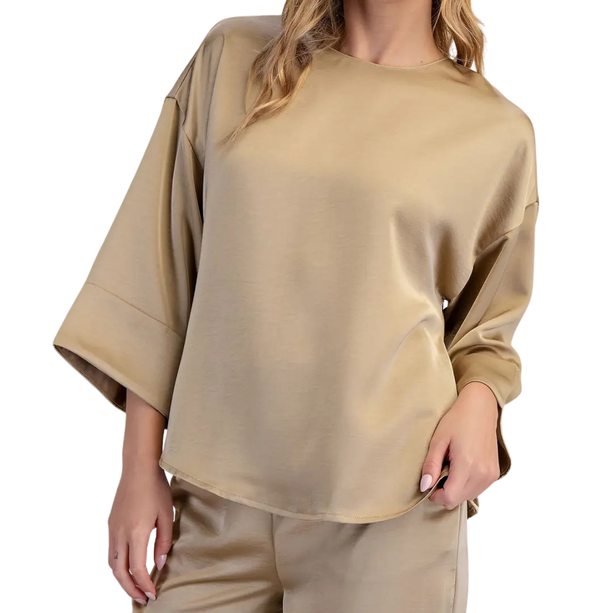 GLAM WIDE SLV BLOUSE TAUPE GT8862