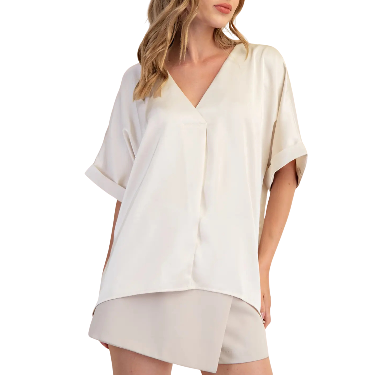 GLAM VNECK H/LOW GT8976 IVORY