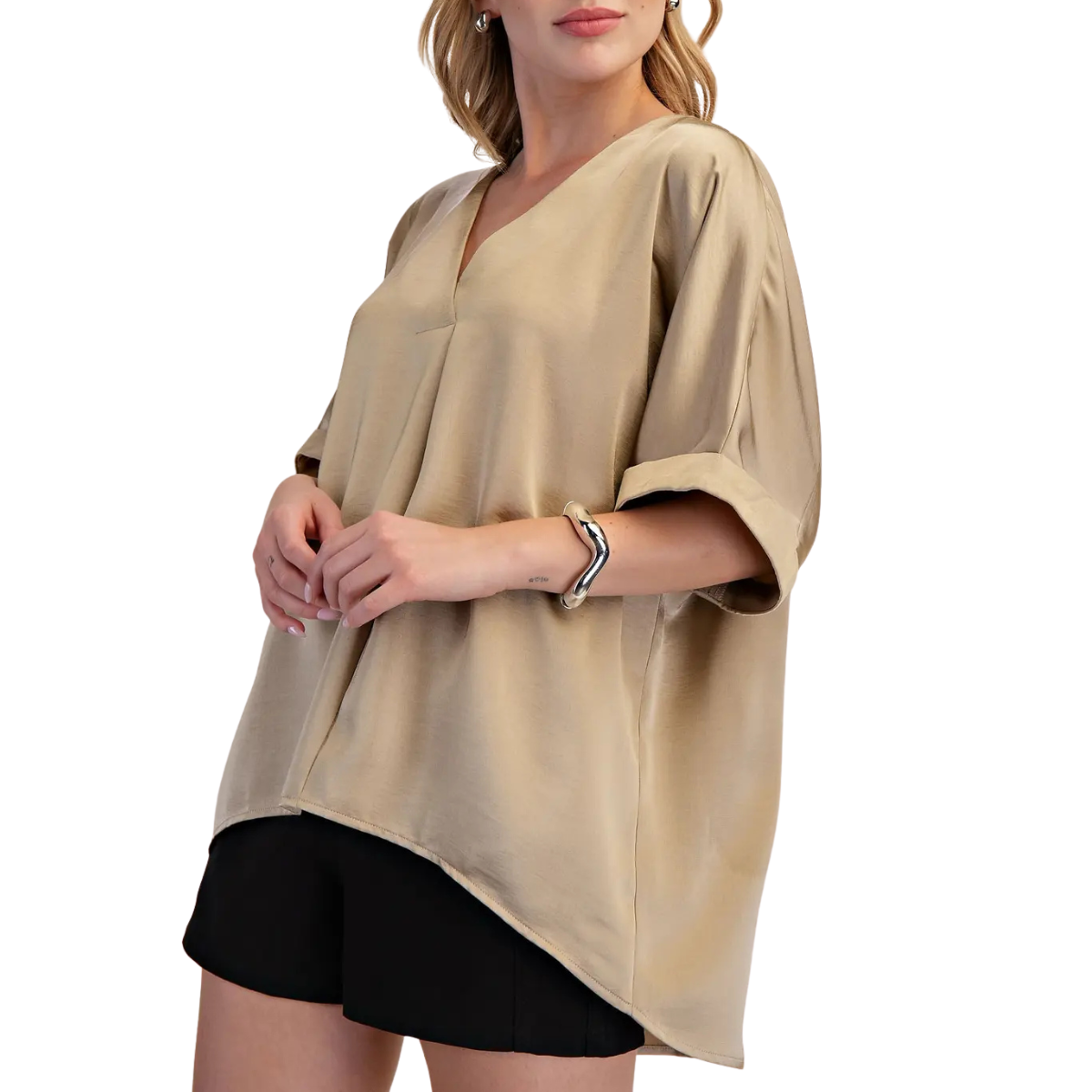 GLAM VNECK H/LOW GT8976 TAUPE