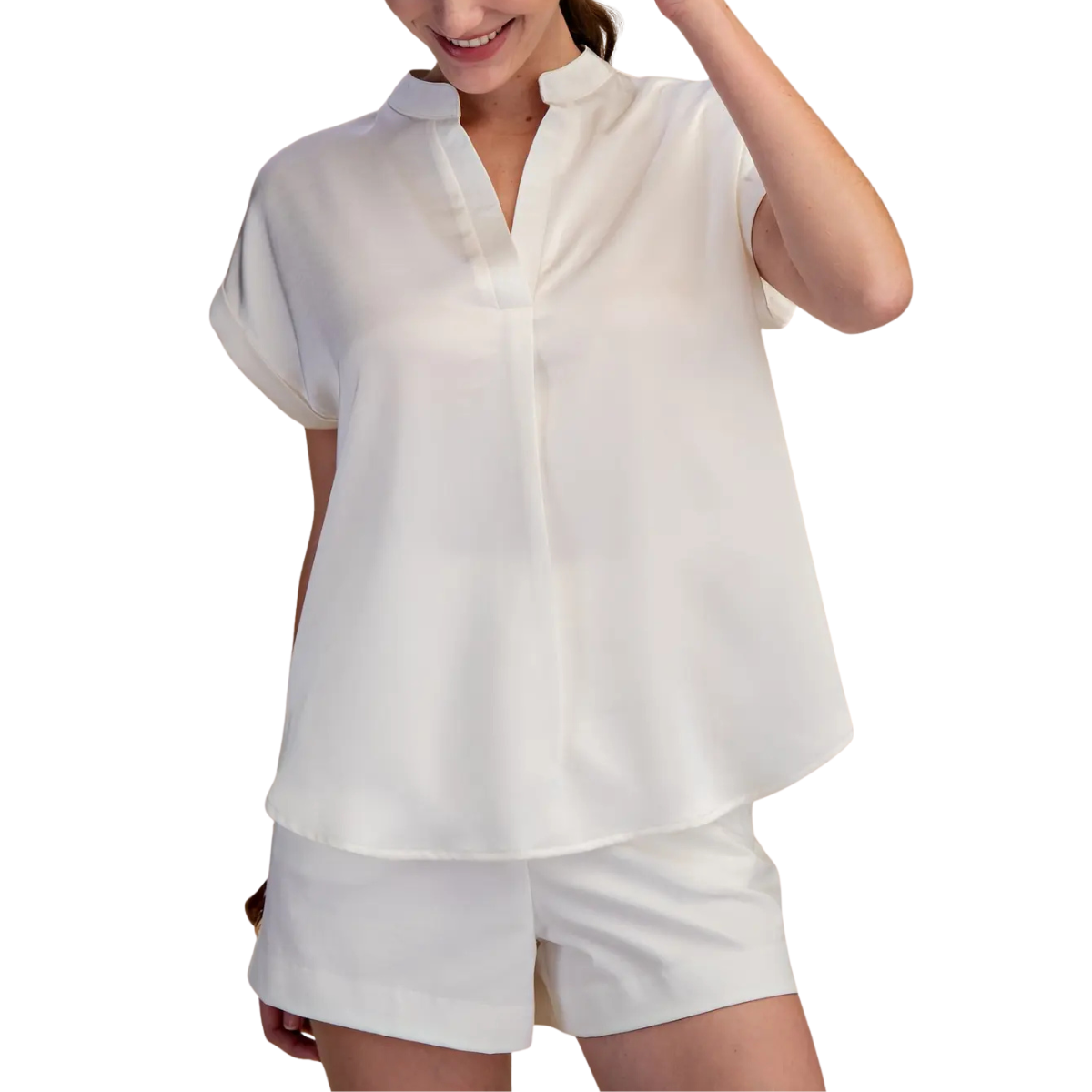 GLAM SHORT SLV BLOUSE GT8982 IVORY