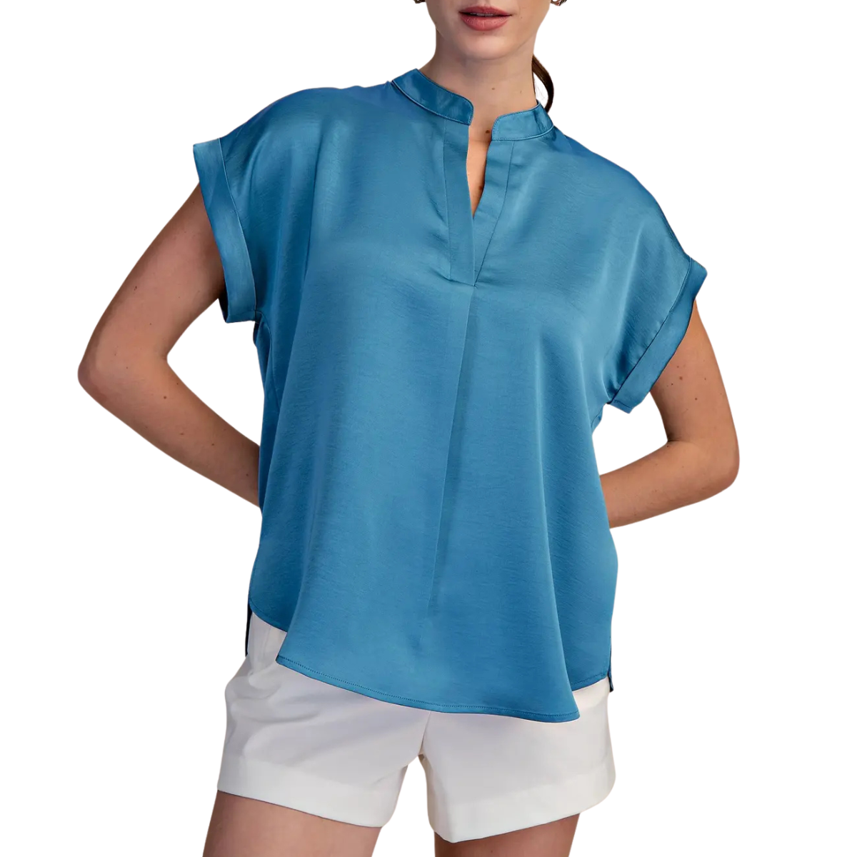 GLAM SHORT SLV BLOUSE GT8982 SLATE