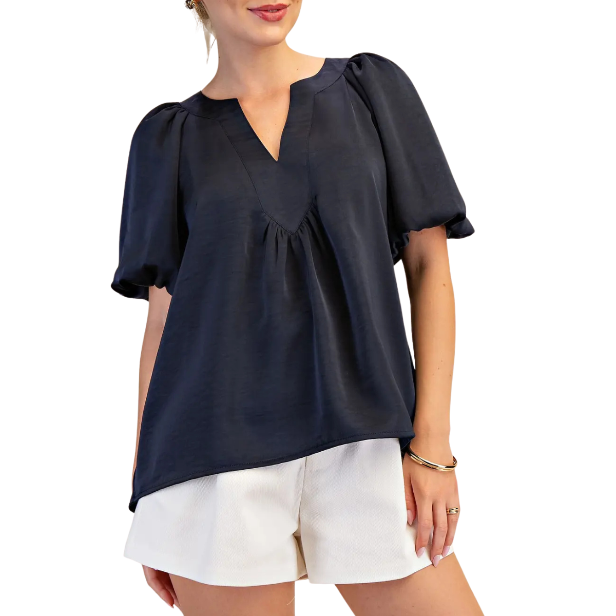 GLAM V NECK PUFF SLV SHIRT GT9664