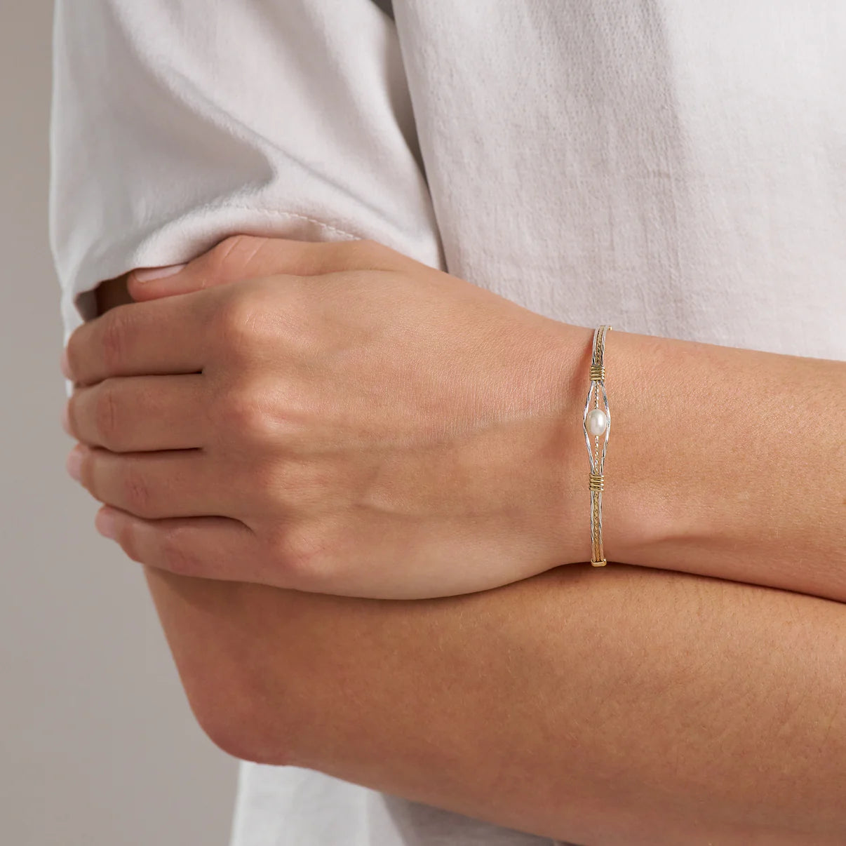 Guardian Angel Bracelet - 14K Gold Artist Wire and Sterling Silver / 7.5" - L