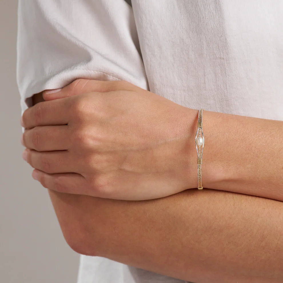 Guardian Angel Bracelet - 14K Gold Artist Wire and Sterling Silver 7" M