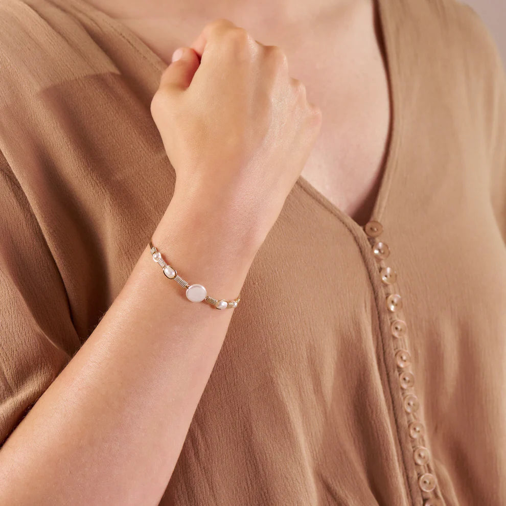 HAPPILY EVER AFTER BRACELET GOLD/PEARL 6.75"S