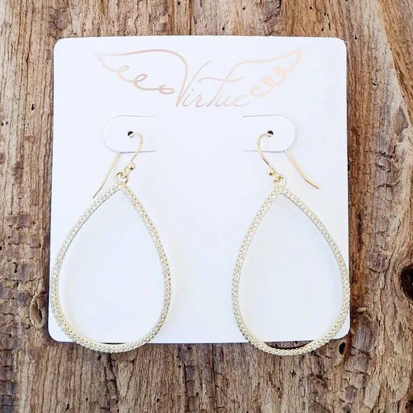 VIRTUE PAVE TEARDROP HOOP EARRINGS 3203PT