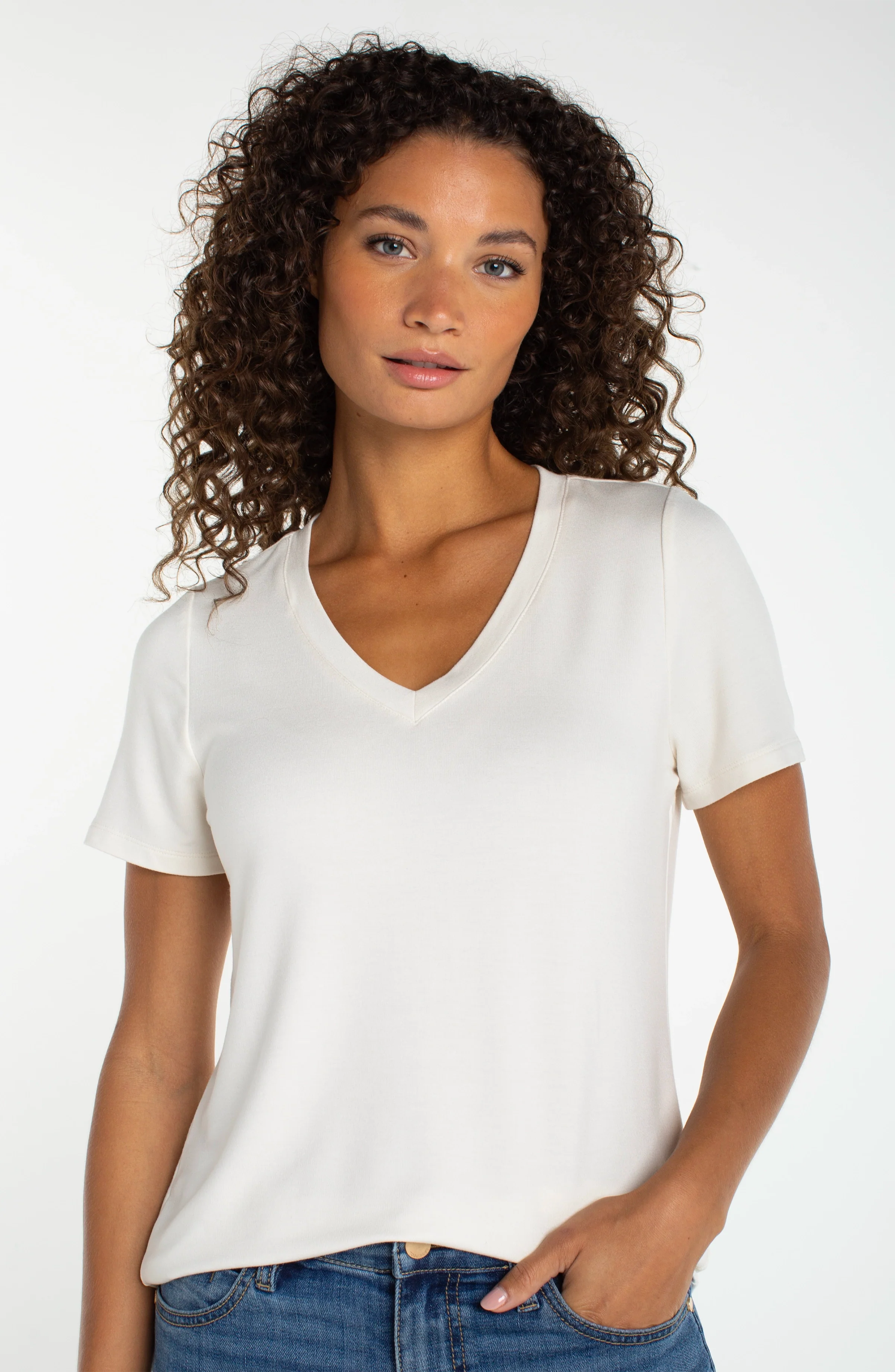 LP LM8J70KT60-S WHITE V NECK TOP