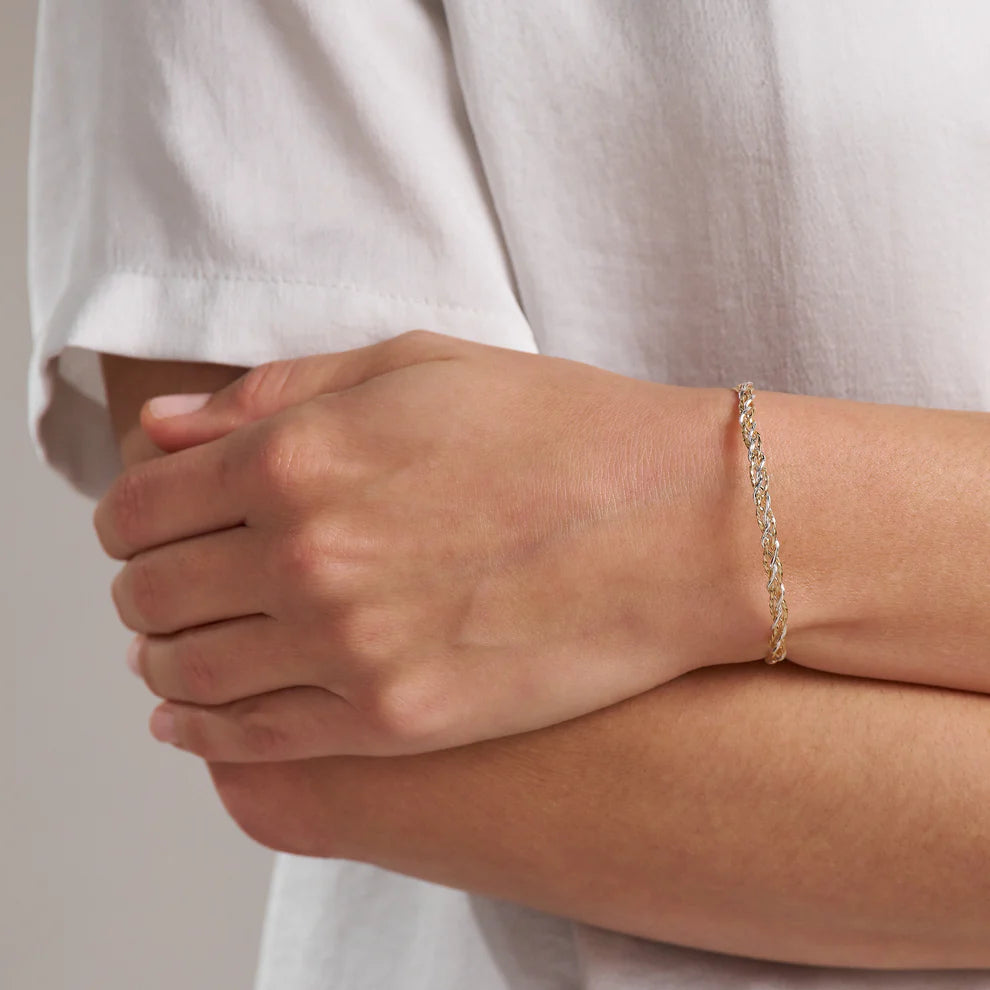 Lean On Me Bracelet - 14K Gold Artist Wire and Sterling Silver / 6.5" - XS